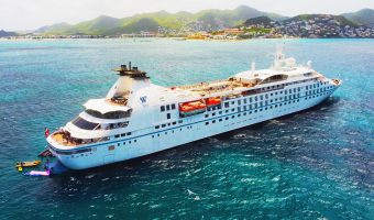 small cruise ship in Caribbean