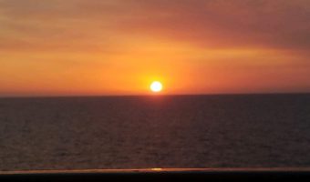 beautiful sunset viewed from cruise ship
