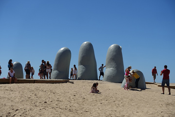 Hand in the Sand sculpture, Punte del Este, Uruguay