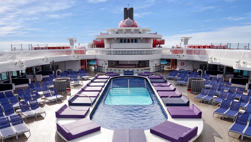 pool and lounge chairs on cruise ship