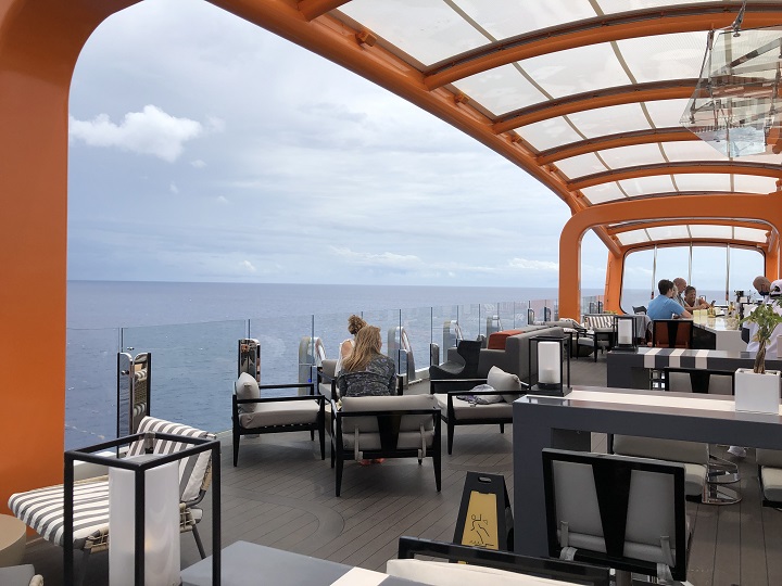 outdoor lounge area on cruise ship