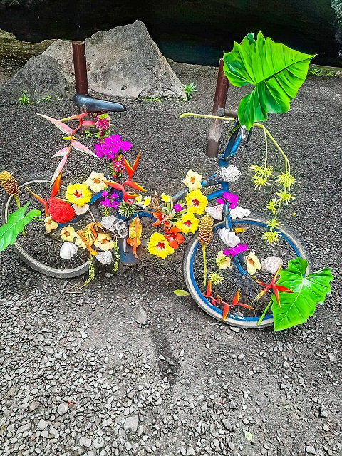 bicycle with colorful floral art