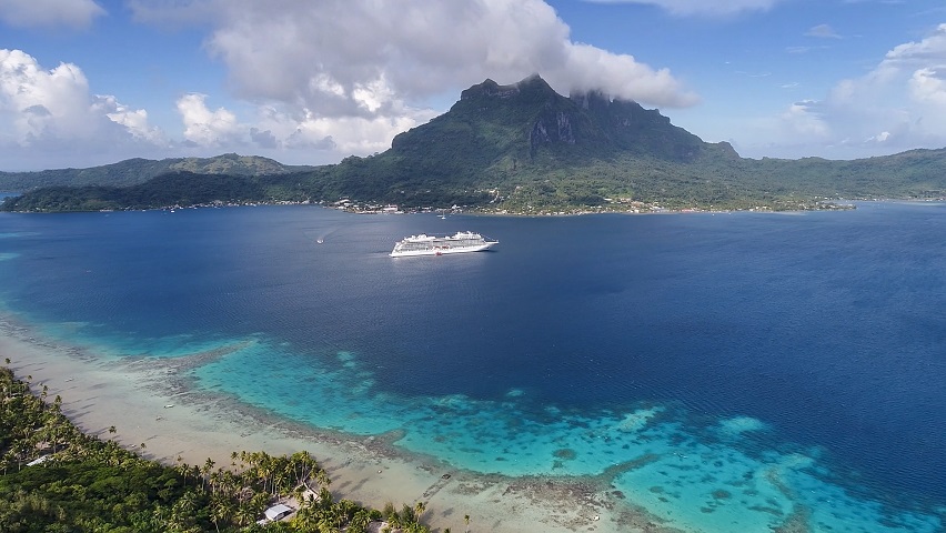cruise ship in French Polynesia