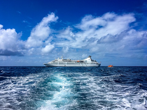 ship in Caribbean