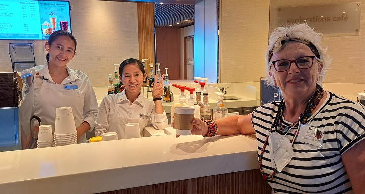 coffee area on board cruise ship