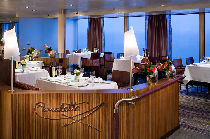restaurant with windows on cruise ship