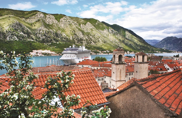 cruise ship in port in Kotor