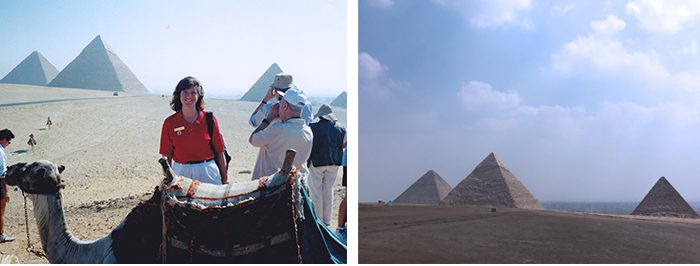 Teresa visiting Pyramids of Giza in the 90s
