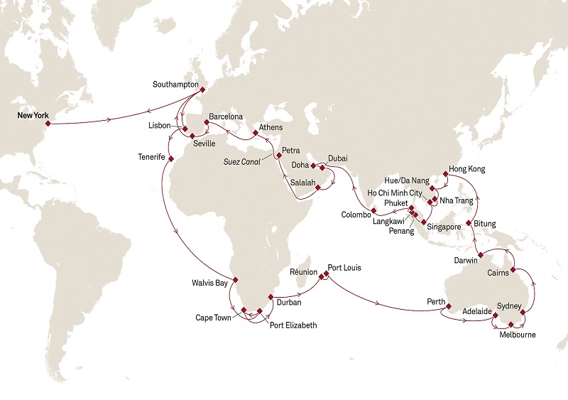 cunard world cruise segments